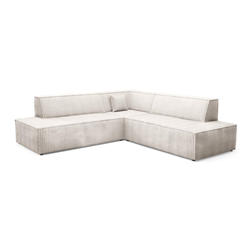 L-vormige opvouwbare hoekbank met opbergruimte TERAMO rechts beige