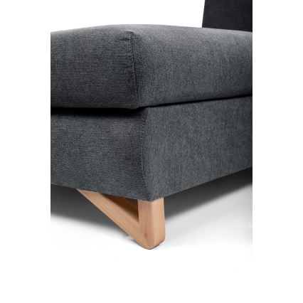 Uitklapbare gestoffeerde hoekbank AVESTA in L-vorm, links, met opbergruimte — antraciet