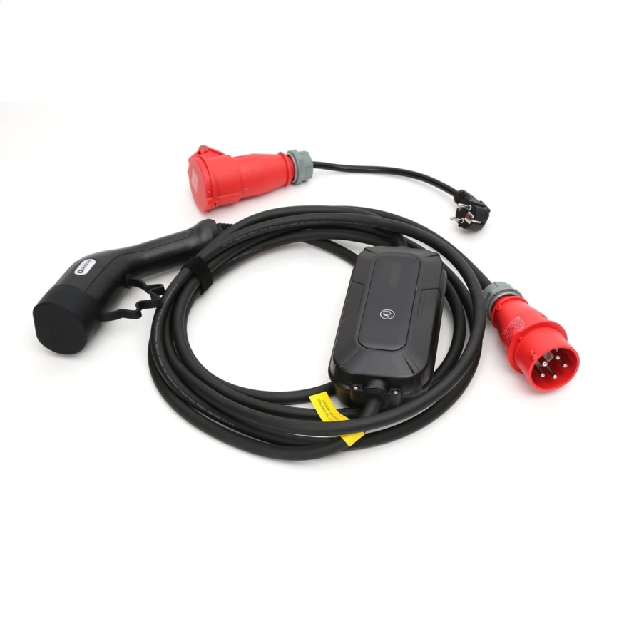 Draagbaar laadstation voor elektrische auto's EV/PHEV AC Type 2 32A/400V 22kW IP55 7m + adapter 230V 3,7kW + opbergtas