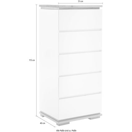 Ladekast ARVI wit/eiken