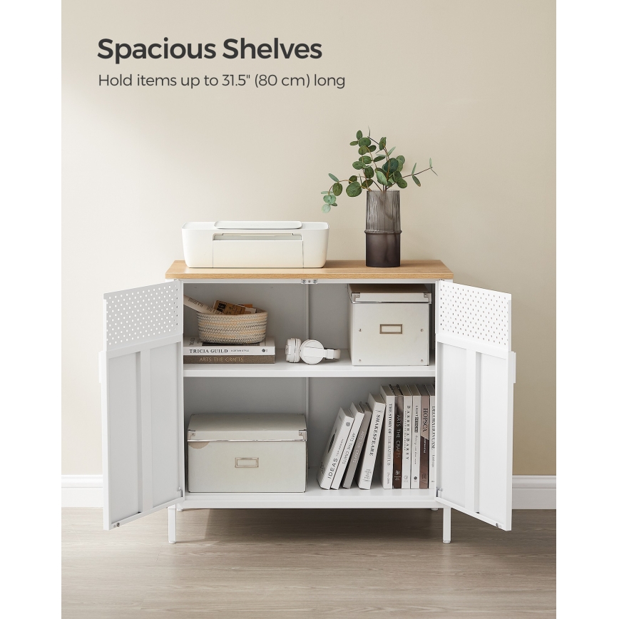 Ladekast FIRA 80x40 cm wit/eiken