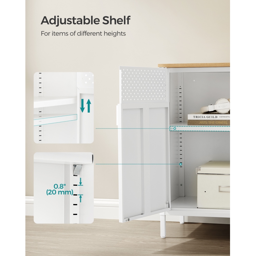 Ladekast FIRA 80x40 cm wit/eiken