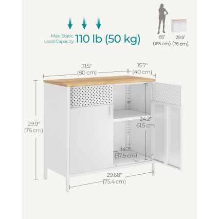 Ladekast FIRA 80x40 cm wit/eiken