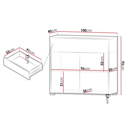 Ladekast GESITA 93 x 100 cm wit