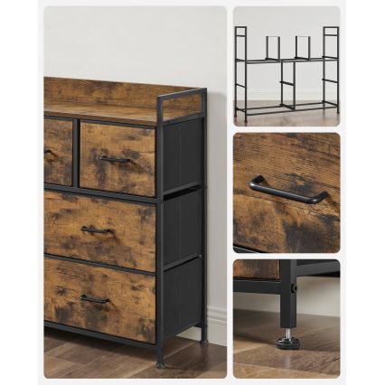Ladekast KIRA bruin/zwart