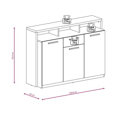 Ladekast LEBY Sonoma-eik/wit