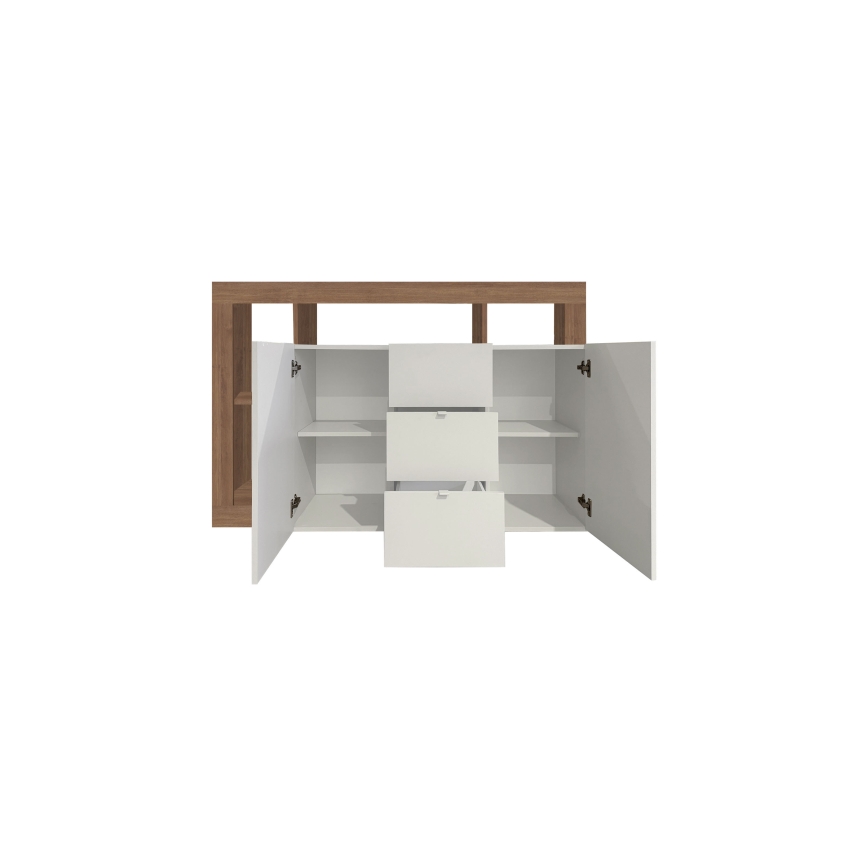 Ladekast LENOR 146x93x42 cm wit/eiken