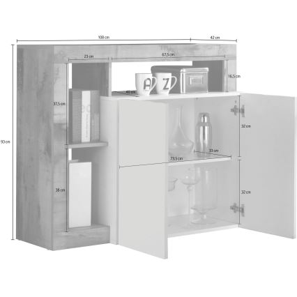 Ladekast LENOR wit/antraciet