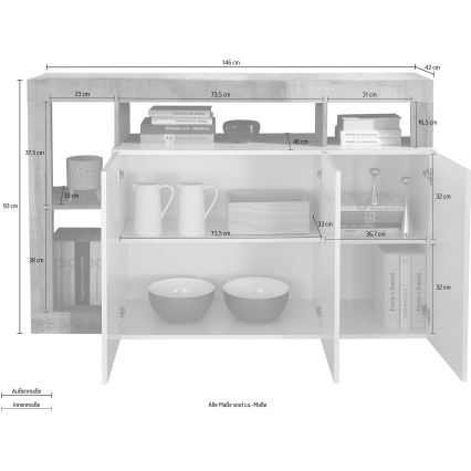 Ladekast LENOR wit/antraciet