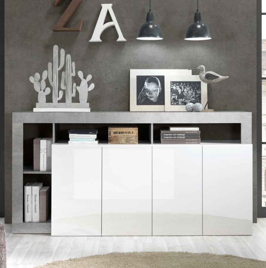 Ladekast LENOR wit/betongrijs