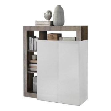 Ladekast LENOR wit/bruin