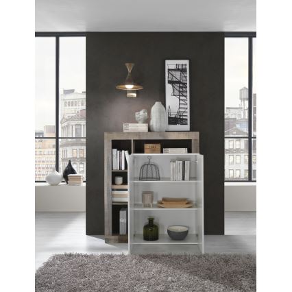 Ladekast LENOR wit/bruin