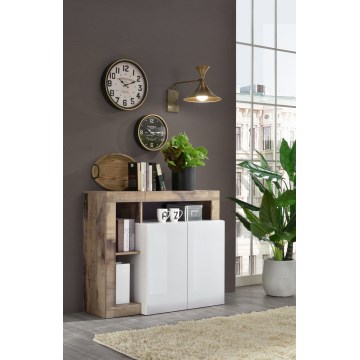 Ladekast LENOR wit/bruin