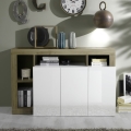 Ladekast LENOR wit/bruin