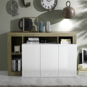 Ladekast LENOR wit/bruin