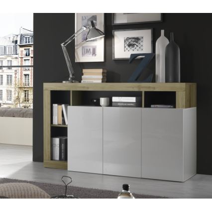 Ladekast LENOR wit/bruin