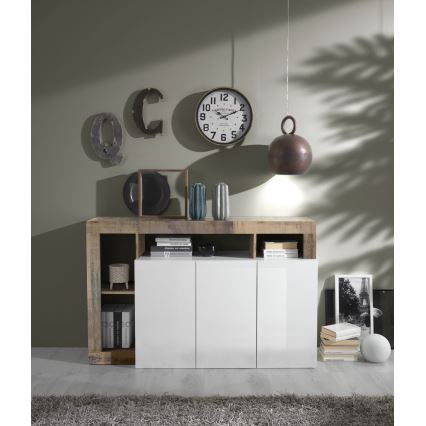 Ladekast LENOR wit/bruin