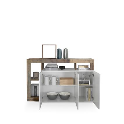Ladekast LENOR wit/bruin