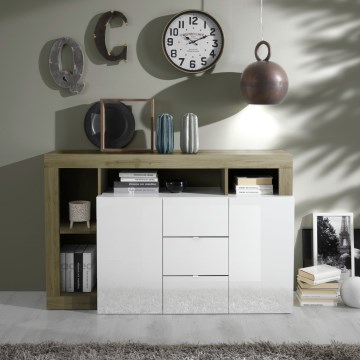 Ladekast LENOR wit/bruin