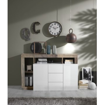 Ladekast LENOR wit/bruin