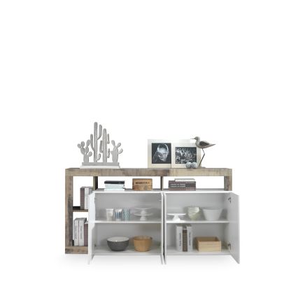 Ladekast LENOR wit/bruin