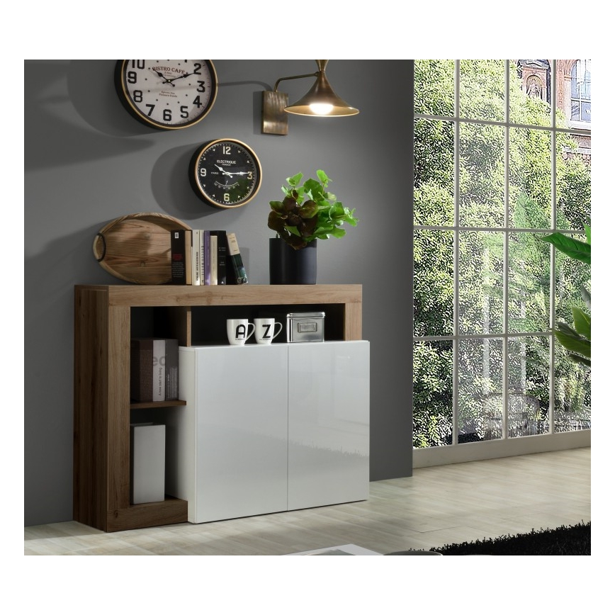 Ladekast LENOR wit/eiken