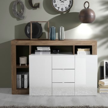 Ladekast LENOR wit/eiken