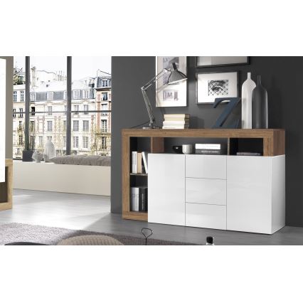 Ladekast LENOR wit/eiken