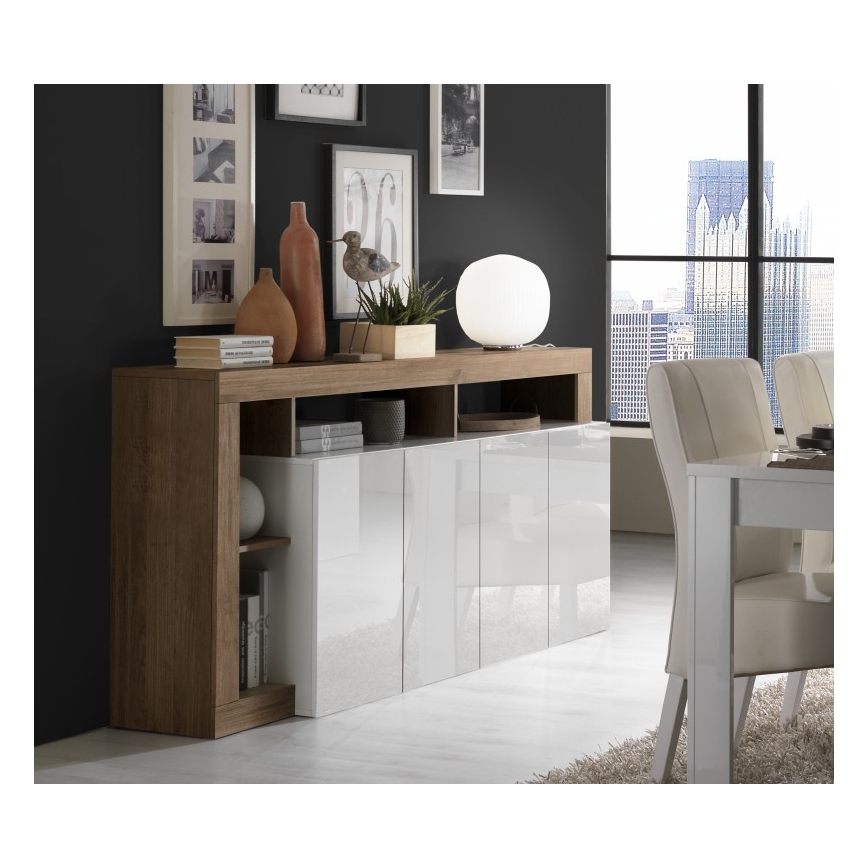 Ladekast LENOR wit/eiken