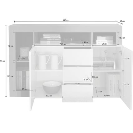 Ladekast LENOR wit/grijs betonlook