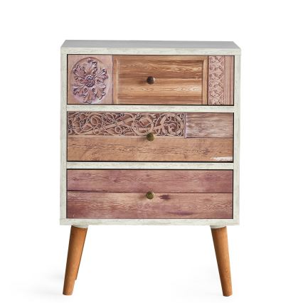 Ladekast LIZA 68x50 wit/bruin