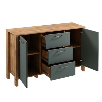 Ladekast MENTA 138x81x40 cm eik Wotan/groen