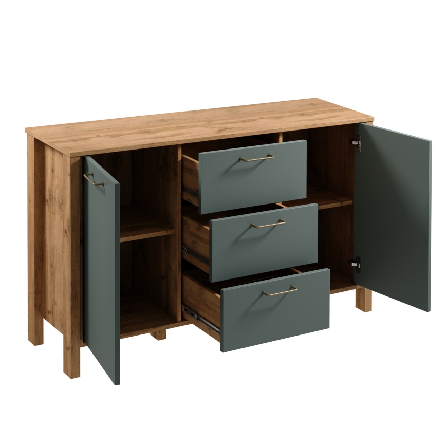 Ladekast MENTA 138x81x40 cm eik Wotan/groen