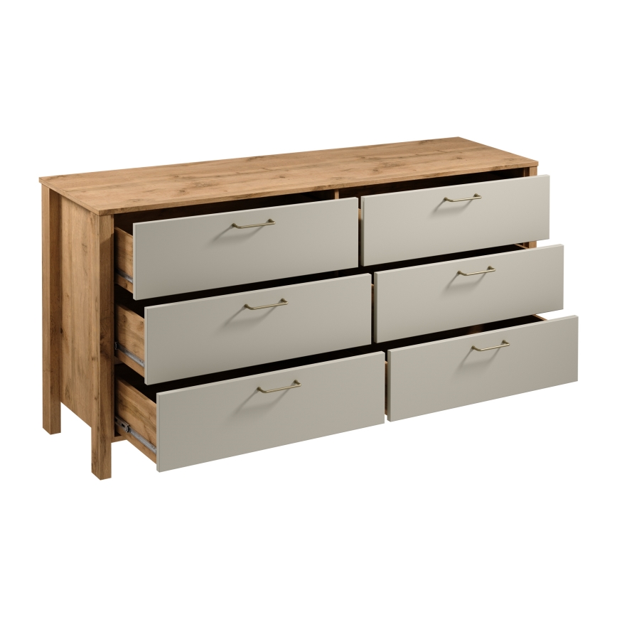Ladekast MENTA 170x81x47 cm eik wotan/grijs