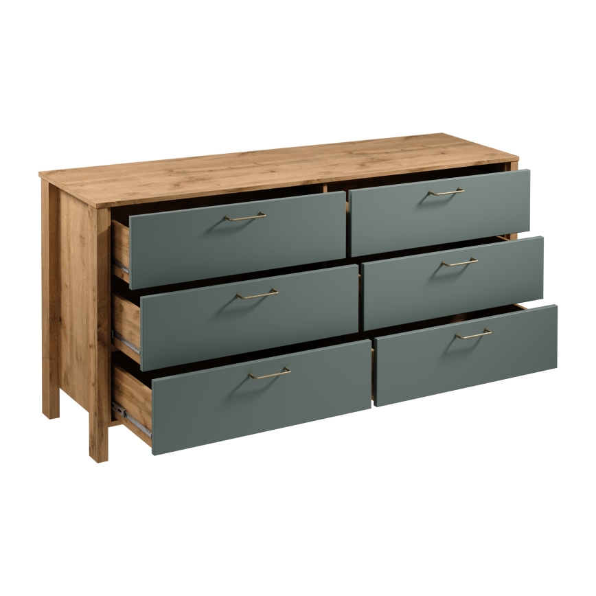 Ladekast MENTA 170x81x47 cm Wotan-eik/groen