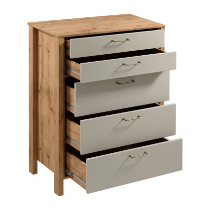 Ladekast MENTA 90x108x47 cm eik wotan/grijs