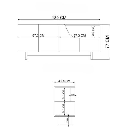 Ladekast ORBIS 180x40 cm crème/beige