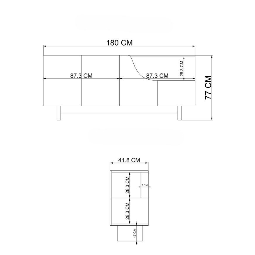 Ladekast ORBIS 180x40 cm crème/beige