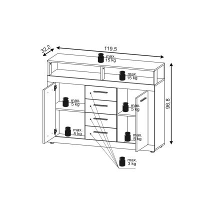 Ladekast RUNA lichtbruin/antraciet