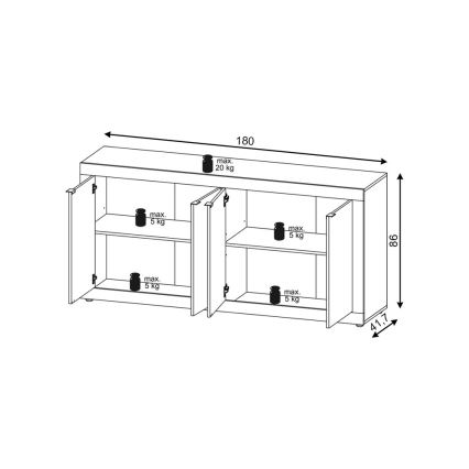 Ladekast RUNEA, lichtbruin/antraciet