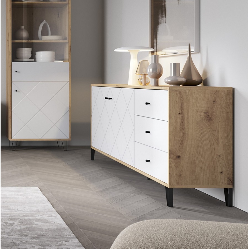 Ladekast SULA artisan eiken/wit