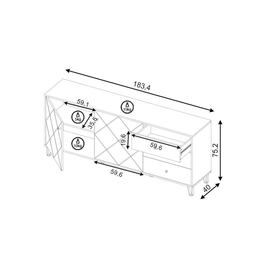 Ladekast SULA craft eik/zwart