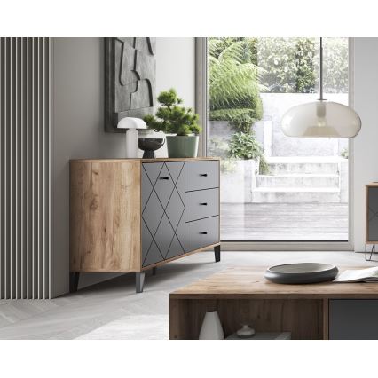 Ladekast SULA eiken craft/zwart