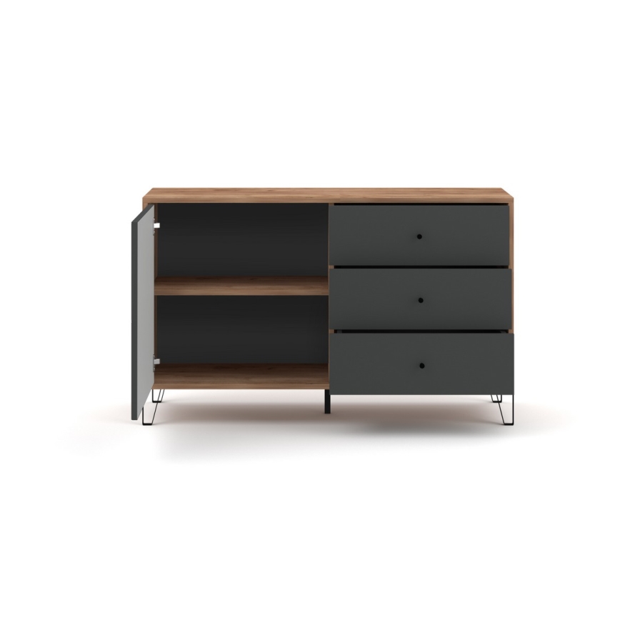 Ladekast SULA eiken craft/zwart