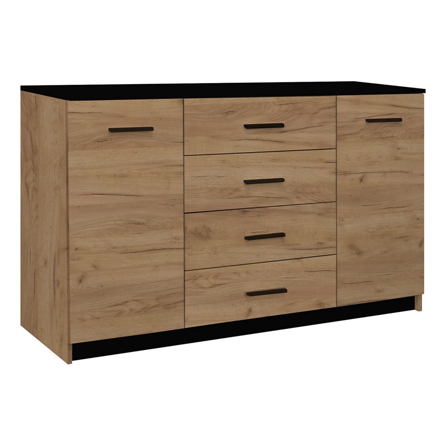 Ladekast TAYLER eiken craft/zwart