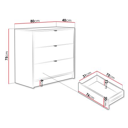 Ladekast TIRENO 75x80 cm beige