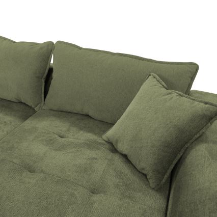 LAGOA L-vormige hoekbank met slaapfunctie en opbergruimte, rechts, groen