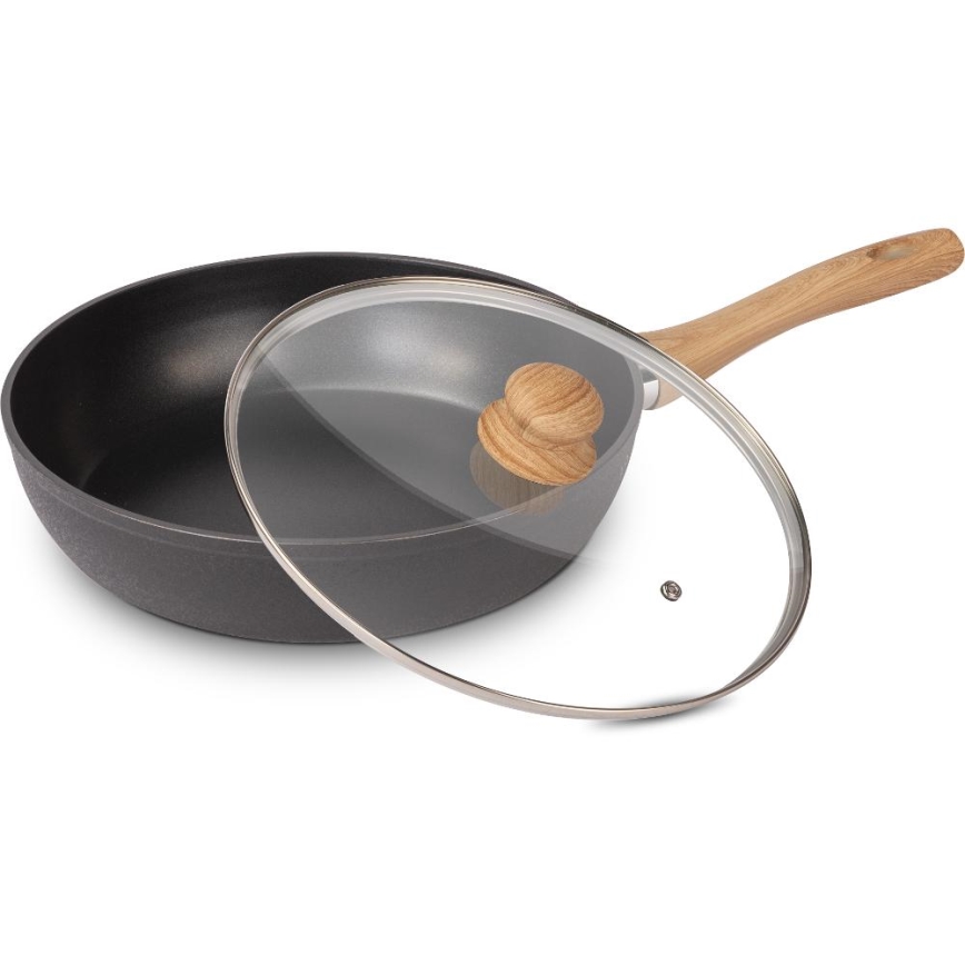 Lamart - Koekenpan met deksel 28 cm zwart/bruin