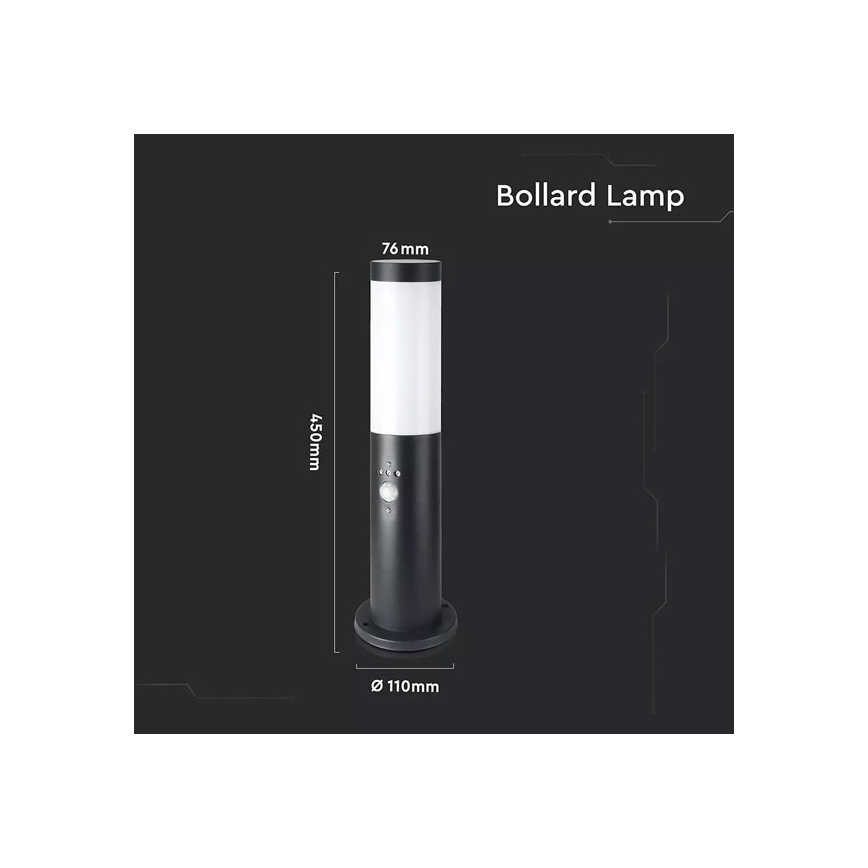 Lamp met Sensor voor Buiten1xE27/60W/230V IP44 45cm zwart