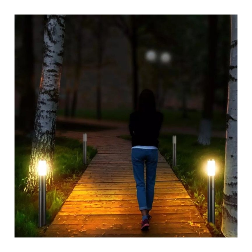 Lamp met Sensor voor Buiten 1xE27/60W/230V IP44 80cm mat chroom